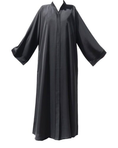 Open fronted plain abaya with buttons